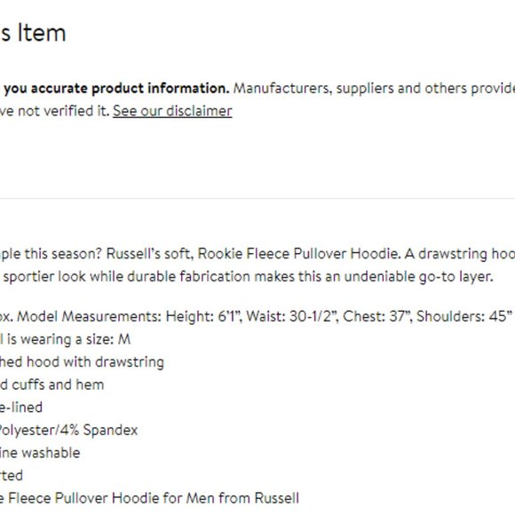 Russell Textured Fleece Hoodie - Size XL (46-48) Black #3220-U4980-B19 - Picture 10 of 10